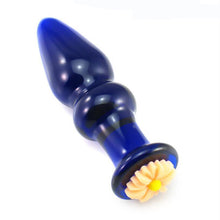 The Blue Chrysanthemum Glass Anal Plug - The Glass Dildo @ theglassdildo.co.uk